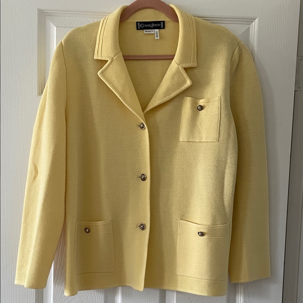 Classic Vintage Yellow Blazer by Country Jersey Size 16